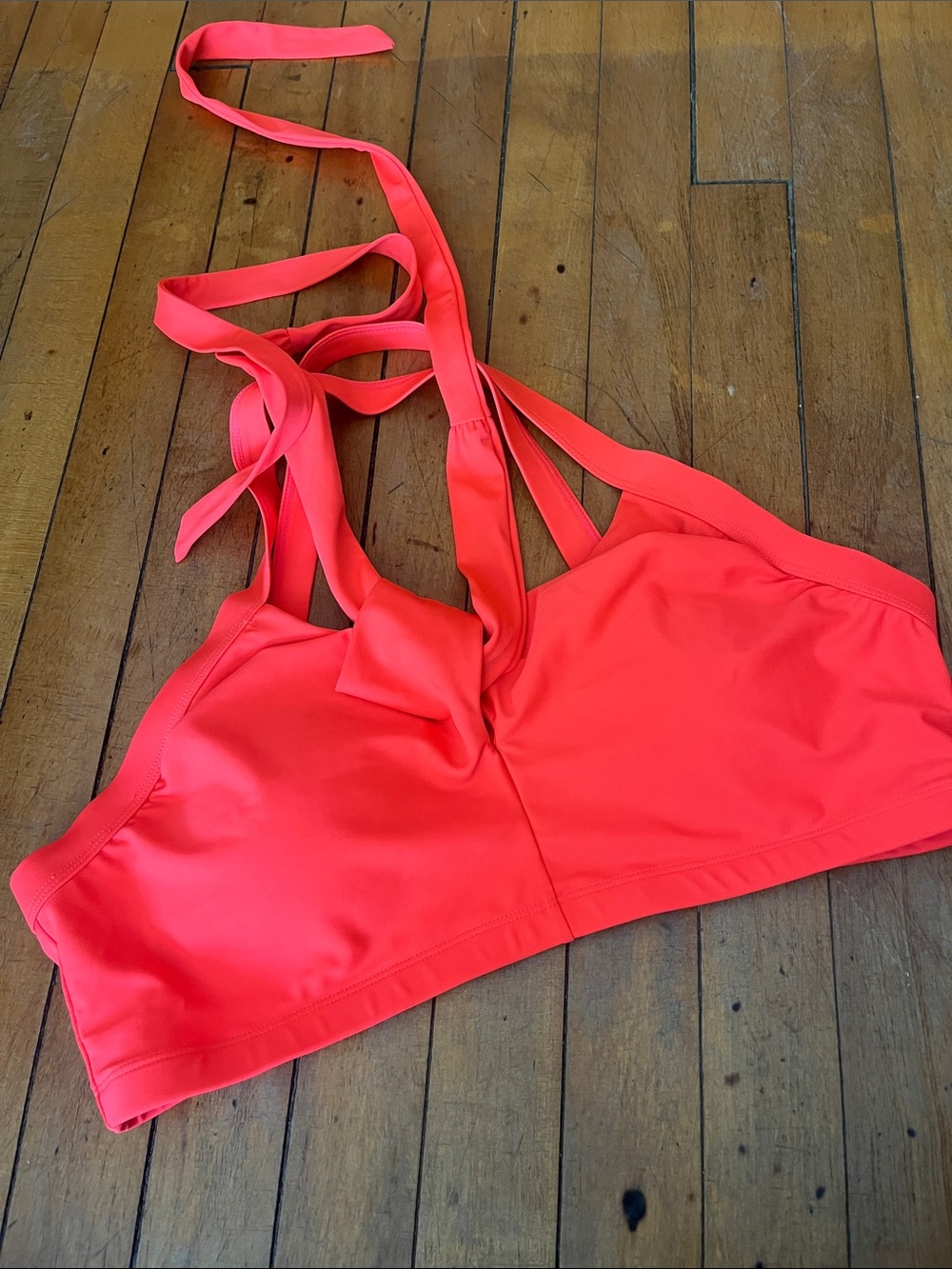 Kiava Women’s Coral Red Swim Top - Strappy Halter Bikini